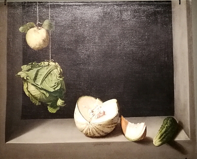 Cotán - Stilleven met kweepeer kool meloen en komkommer (1602)